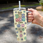 Custom Name Best Dog Mom Gifts for Women - Personalized 40 Oz Tumbler With Handle