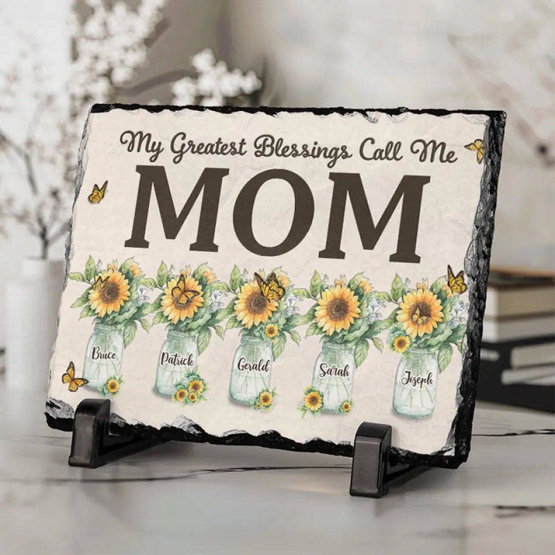Custom Name Sunflower Mom Gifts - Personalized Stone With Stand