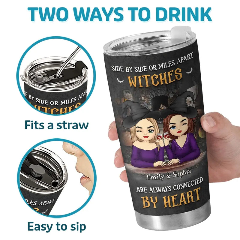 Cheers To The Spooky Season With Your Bestie By Your Side - Bestie Personalized Custom Tumbler - Halloween Gift For Best Friends, BFF, Sisters