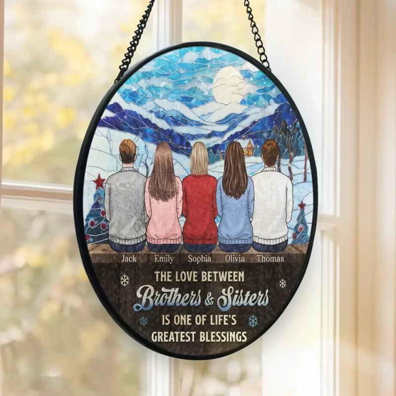 My Siblings Are My Best Friends - Family Personalized Custom Stained Glass Window Hanging Suncatcher - Christmas Gift For Siblings, Brothers, Sisters