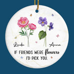 Custom Name Flower Friendship Gifts - Personalized Ceramic Ornament