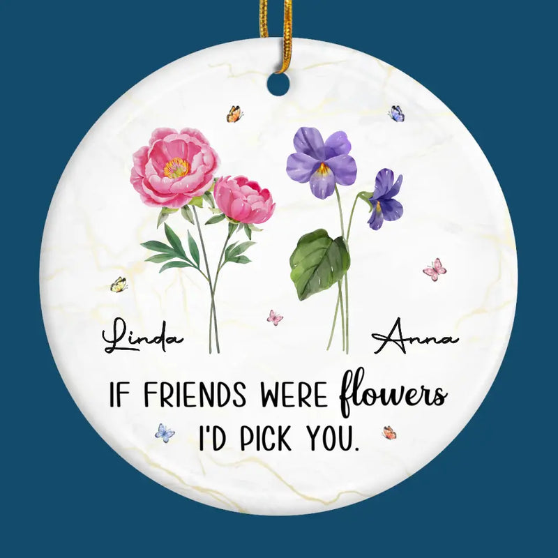 Custom Name Flower Friendship Gifts - Personalized Ceramic Ornament
