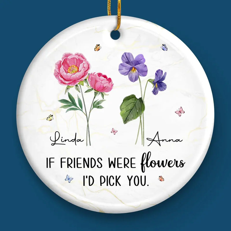 Friends Make Life's Journey A Little Sweeter - Bestie Personalized Custom Ornament - Ceramic Round Shaped - Christmas Gift For Best Friends, BFF, Sisters