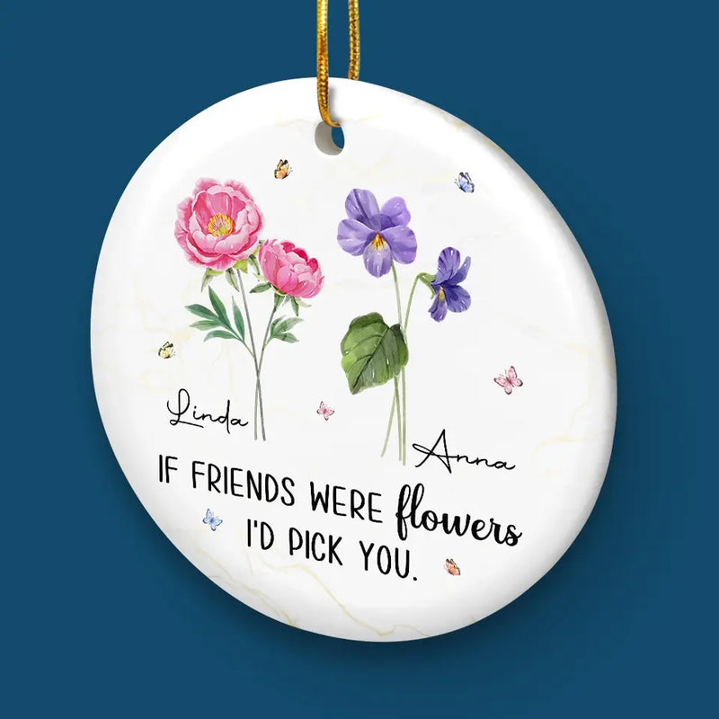 Friends Make Life's Journey A Little Sweeter - Bestie Personalized Custom Ornament - Ceramic Round Shaped - Christmas Gift For Best Friends, BFF, Sisters