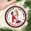 Christmas Love Vibes Over Here - Couple Personalized Custom Ornament - Ceramic Round Shaped - Christmas Gift For Husband Wife, Anniversary