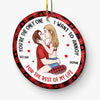 Christmas Love Vibes Over Here - Couple Personalized Custom Ornament - Ceramic Round Shaped - Christmas Gift For Husband Wife, Anniversary