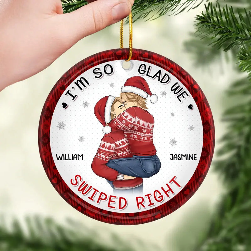 Together Is Our Favorite Place To Be - Couple Personalized Custom Ornament - Ceramic Round Shaped - Christmas Gift For Husband Wife, Anniversary