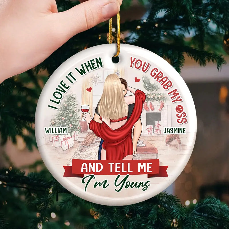Your Kiss Is Sweeter Than Christmas Candy - Couple Personalized Custom Ornament - Ceramic Round Shaped - Christmas Gift For Husband Wife, Anniversary