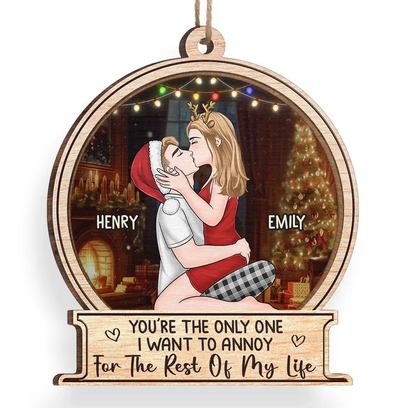 You Are The Only Person I Want To Find Under The Mistletoe - Couple Personalized Custom Ornament - Wood Custom Shaped - Christmas Gift For Husband Wife, Anniversary