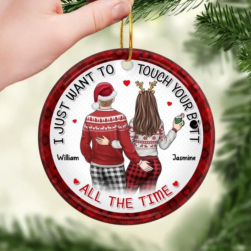 Every Touch Brings Us Closer - Couple Personalized Custom Ornament - Ceramic Round Shaped - Christmas Gift For Husband Wife, Anniversary
