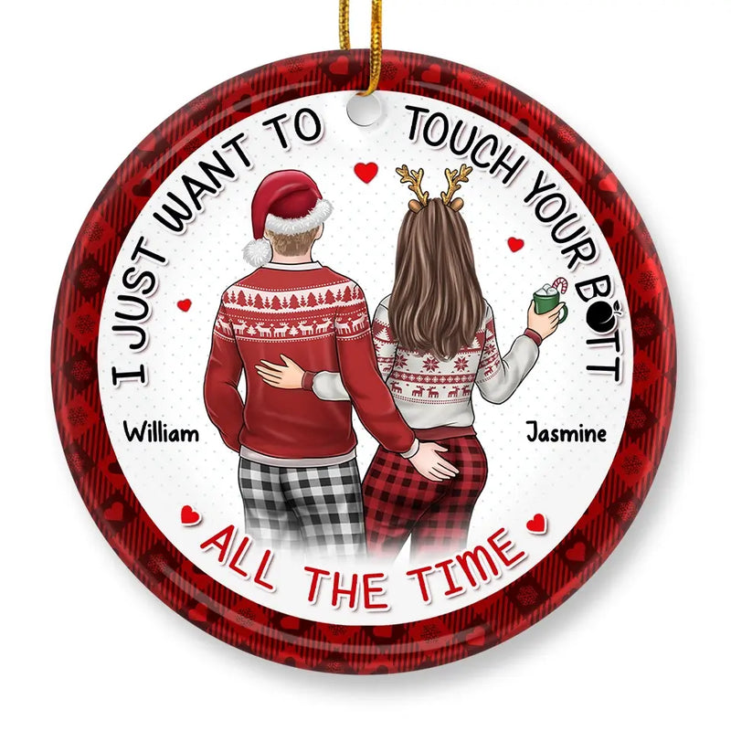 Every Touch Brings Us Closer - Couple Personalized Custom Ornament - Ceramic Round Shaped - Christmas Gift For Husband Wife, Anniversary
