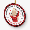 Let It Snow, I'm Never Cold With You - Couple Personalized Custom Ornament - Ceramic Round Shaped - Christmas Gift For Husband Wife, Anniversary