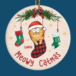 Custom Name Christmas Cat Gifts - Personalized Ceramic Ornament