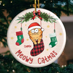 Custom Name Christmas Cat Gifts - Personalized Ceramic Ornament