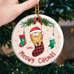 Custom Name Christmas Cat Gifts - Personalized Ceramic Ornament