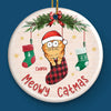 Whiskers In Winter Wonderland - Cat Personalized Custom Ornament - Ceramic Round Shaped - Christmas Gift For Pet Owners, Pet Lovers