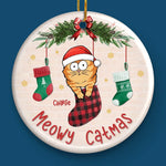 Custom Name Christmas Cat Gifts - Personalized Ceramic Ornament