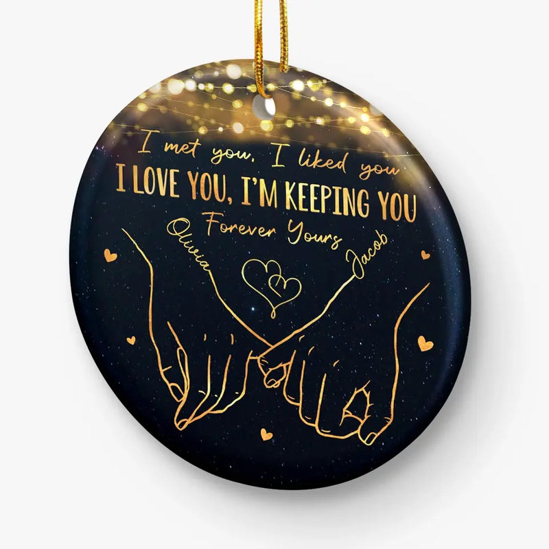 I Want To Be With You Until My Last Page - Couple Personalized Custom Ornament - Ceramic Round Shaped - Christmas Gift For Husband Wife, Anniversary