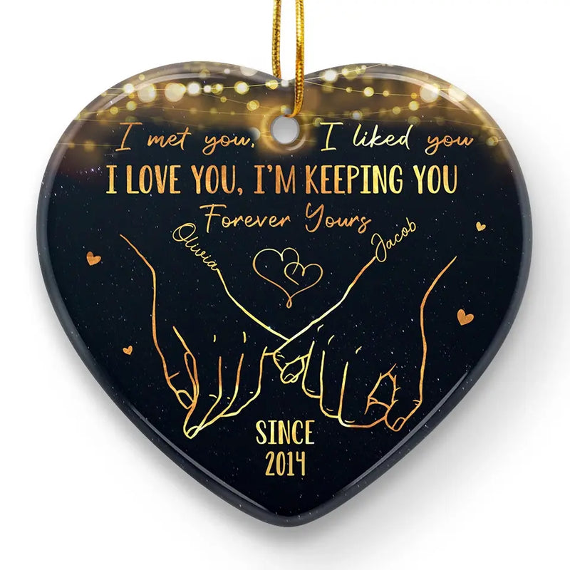 Love Was Made For Me And You - Couple Personalized Custom Ornament - Ceramic Heart Shaped - Christmas Gift For Husband Wife, Anniversary
