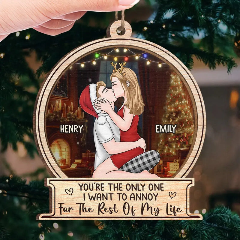You Are The Only Person I Want To Find Under The Mistletoe - Couple Personalized Custom Ornament - Wood Custom Shaped - Christmas Gift For Husband Wife, Anniversary