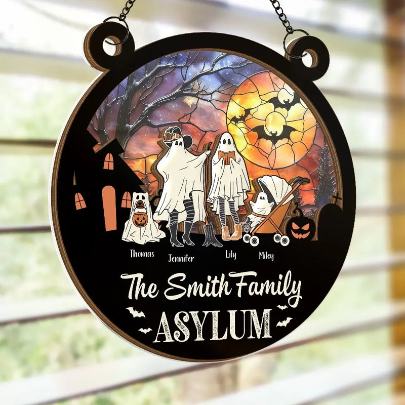 This Halloween Is Ours - Family Personalized Window Hanging Suncatcher - Halloween Gift For Family Members
