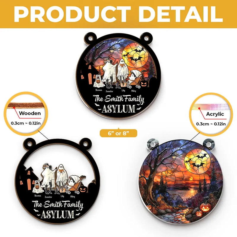 This Halloween Is Ours - Family Personalized Window Hanging Suncatcher - Halloween Gift For Family Members