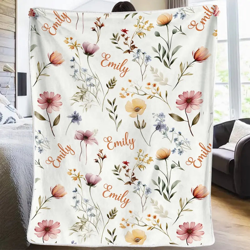 Shine And Bright Like A Flower - Family Personalized Custom Baby Blanket - Gift For Baby Kids, Newborn Baby
