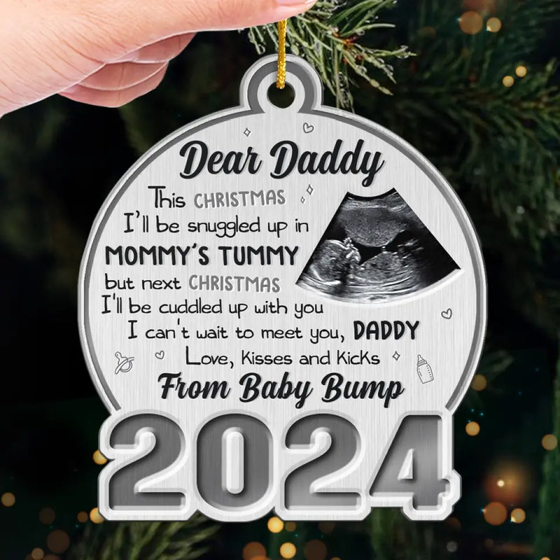 Custom Photo Words Can Not Express The Joy Of New Life -  Family Personalized Custom Ornament - Metal Custom Shaped - Christmas Gift For Baby Kids, Newborn Baby
