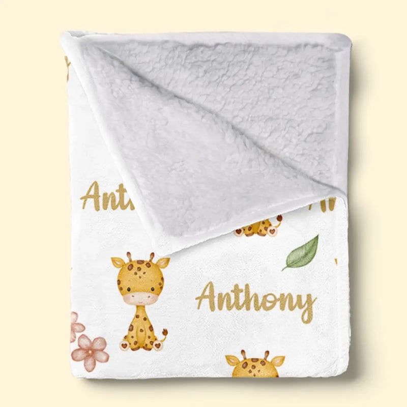 Custom Name Giraffe Gifts for Kids - Personalized Blanket
