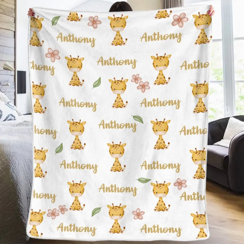 Tall Dreams Start With Tiny Giraffe Legs - Family Personalized Custom Baby Blanket - Gift For Baby Kids, Newborn Baby