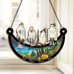 Custom Name Halloween Ghost Family Gifts - Personalized Suncatcher Ornament