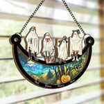 Custom Name Halloween Ghost Family Gifts - Personalized Suncatcher Ornament
