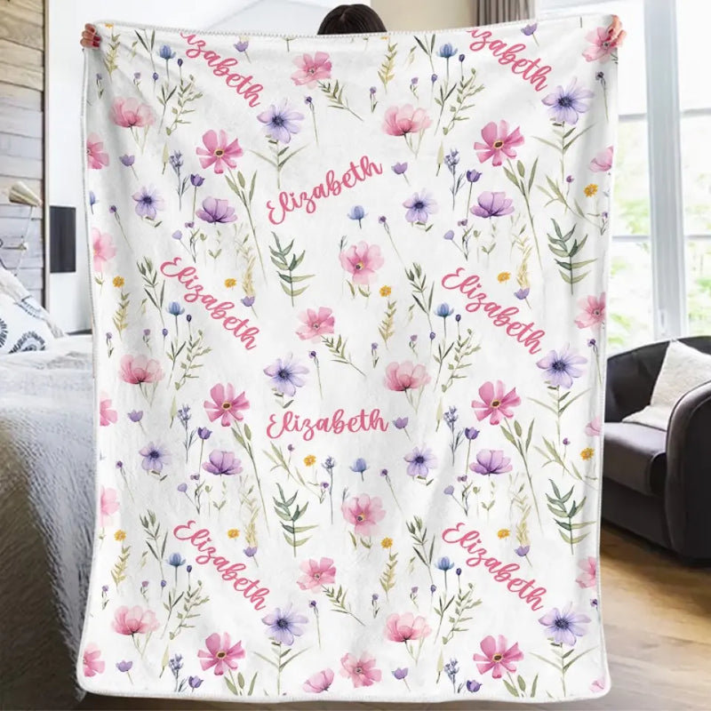 You Are The Beautiful Flower In The Family - Family Personalized Custom Baby Blanket - Gift For Baby Kids, Newborn Baby