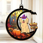 Custom Name Halloween Witch Dog Gifts for Dog Lovers - Personalized Suncatcher Ornament