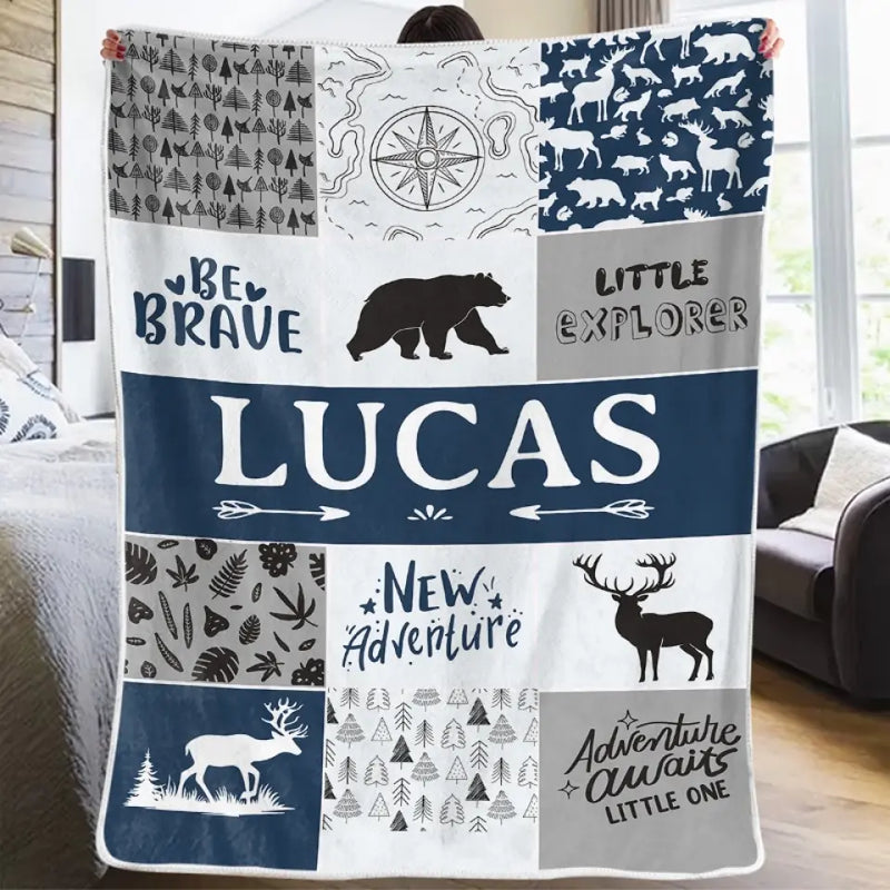 Be Brave Little Explorer - Family Personalized Custom Baby Blanket - Gift For Baby Kids, Newborn Baby
