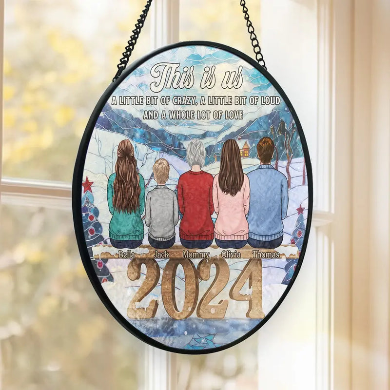 A Whole Lot Of Love - Family Personalized Custom Stained Glass Window Hanging Suncatcher - Christmas Gift For Family Members