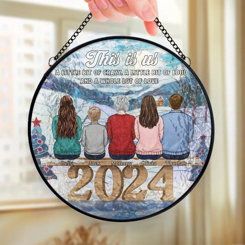 A Whole Lot Of Love - Family Personalized Custom Stained Glass Window Hanging Suncatcher - Christmas Gift For Family Members