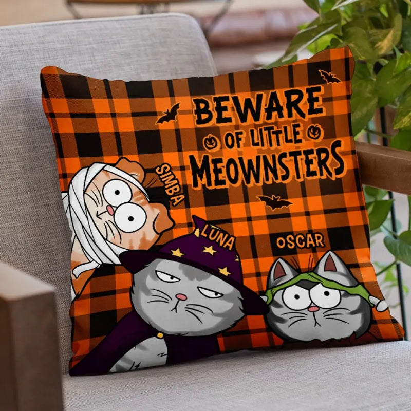 Custom Name Halloween Cat Gifts for Cat Lovers - Personalized Pillow