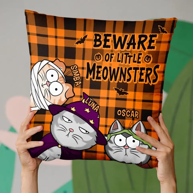 Custom Name Halloween Cat Gifts for Cat Lovers - Personalized Pillow