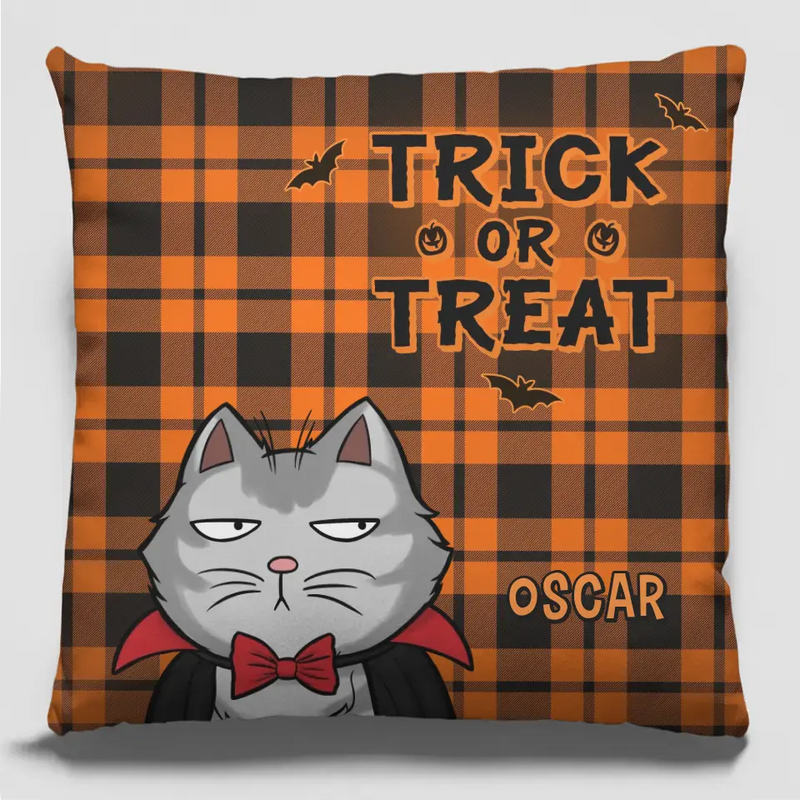 Custom Name Halloween Cat Gifts for Cat Lovers - Personalized Pillow