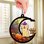 Custom Name Halloween Witch Dog Gifts for Dog Lovers - Personalized Suncatcher Ornament