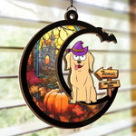Custom Name Halloween Witch Dog Gifts for Dog Lovers - Personalized Suncatcher Ornament