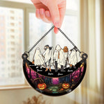 Custom Name Halloween Ghost Gifts for Families - Personalized Suncatcher Ornament