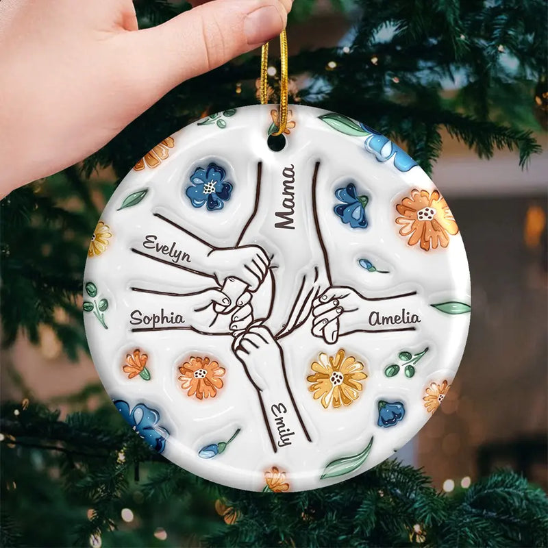 A Mother’s Touch Is A Heart's Anchor - Family Personalized Custom 3D Inflated Effect Printed Ornament - Ceramic Round Shaped - Christmas Gift For Mom, Grandma