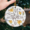 Holding My Mother's Hand, I Hold The World - Family Personalized Custom 3D Inflated Effect Printed Ornament - Ceramic Round Shaped - Christmas Gift For Mom, Grandma