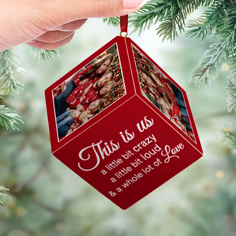 Custom Photo Every Christmas, I Wrap My Family In Love! - Family Personalized Custom Wooden Cube Ornament - Christmas Gift For Family Members