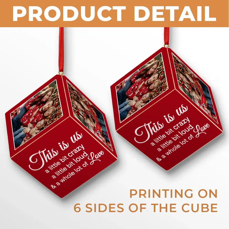 Custom Photo Every Christmas, I Wrap My Family In Love! - Family Personalized Custom Wooden Cube Ornament - Christmas Gift For Family Members