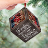 Custom Photo Family Where Life Begins & Love Never Ends - Family Personalized Custom Wooden Cube Ornament - Christmas Gift For Family Members