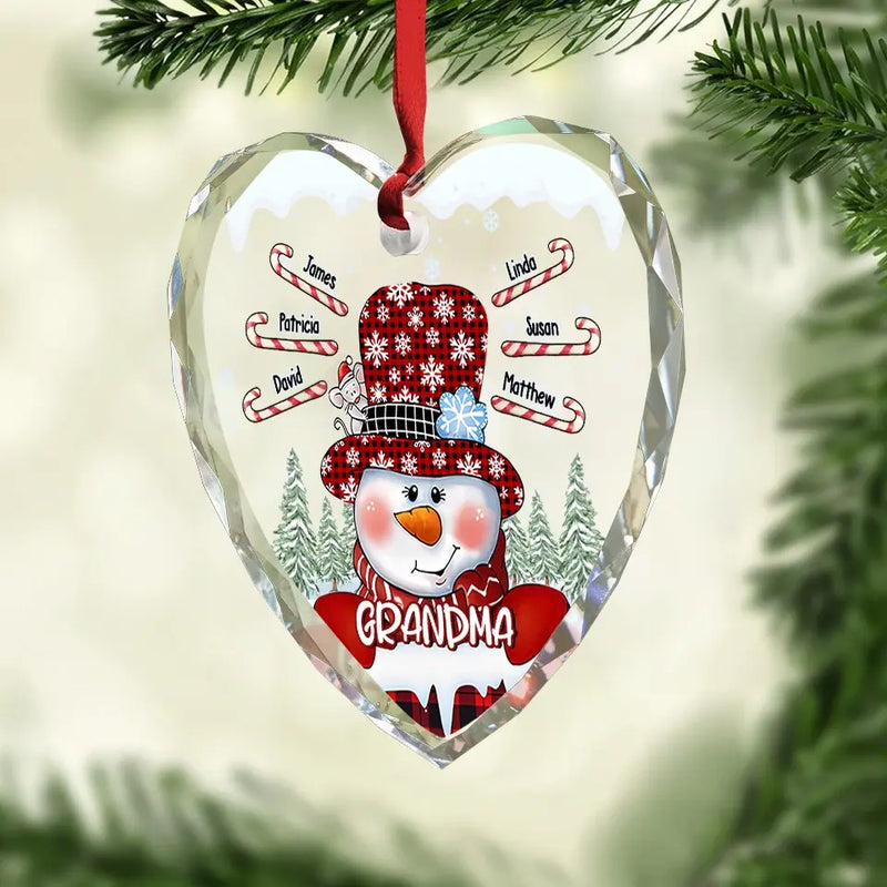 Grandma, Your Love Has Shaped Me In Lasting Ways - Family Personalized Custom Heart Glass Ornament - Christmas Gift For Mom, Grandma