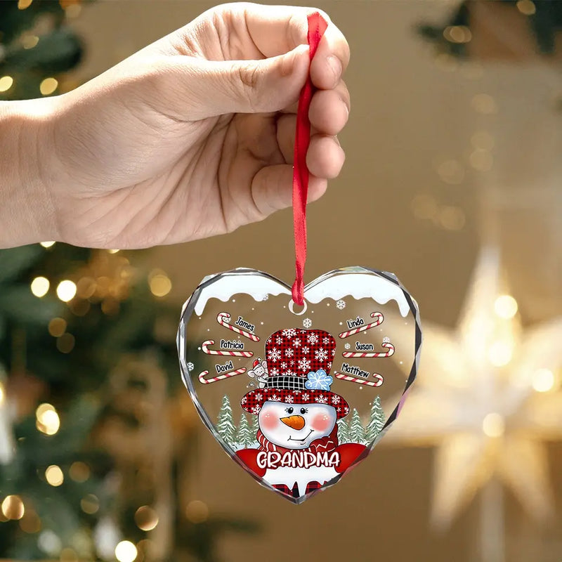 Grandma, Your Love Has Shaped Me In Lasting Ways - Family Personalized Custom Heart Glass Ornament - Christmas Gift For Mom, Grandma